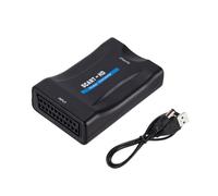 GMBYLBY Adaptador convertidor de interfaz euroconector a multimedia 1080p para mejorar vídeo con fuente de alimentación USB