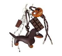 GMBYLBY Adorno de perro salchicha, piezas metálicas de aleación y cincha, gancho decorativo para monederos y mochilas, llavero de piel sintética tejida, Dachshund Dog Chocol, Talla única