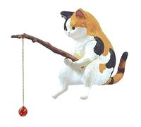 GMBYLBY Adornos de gatos de pesca figuras resinas decoración acuario tanque de peces paisajismo acuario decoración