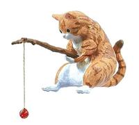 GMBYLBY Adornos de gatos de pesca figuras resinas decoración acuario tanque de peces paisajismo acuario decoración