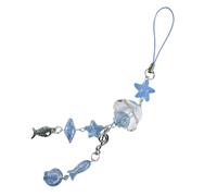 GMBYLBY Cadena de teléfono resistente hecha a mano con detalles de peces y caracolas inspirados en el mar, delicada bolsa de abalorios, Medium, Acrílico, No es una piedra preciosa