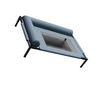 GMBYLBY Cama elevada para perros resistente a las mordidas, cuna de refrigeración para exteriores, red transpirable, marco de acero, hamaca para mascotas con almohada para medianos, fácil montaje