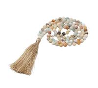 GMBYLBY Collar con 108 cuentas de oración, borlas largas, joyería de atención plena para hombres o mujeres, Medium, Cuentas de aleación de poliéster, No es una piedra preciosa