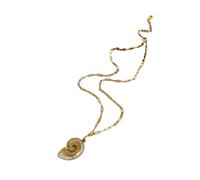 GMBYLBY Collar con colgante de estrella de mar y caracola, inspirado en el mar, cadena de clavícula con diamantes de imitación de aleación para alergia, Medium, Acero inoxidable, No es una piedra