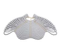 GMBYLBY Collar de cadena de hombro con cuentas hecho a mano, perlas de imitación, chal de múltiples capas, borlas de moda, Medium, Perla, No es una piedra preciosa