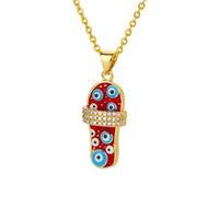 GMBYLBY Collar de de con circonita colorida, símbolo protector, cadena de aleación, joyería de para uso diario, cumpleaños, elegante cadena de suéter para mujer