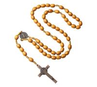 GMBYLBY Collar de oración religiosa, diseño de Rosario Vintage hecho a mano con cuentas de madera, tamaños de 8mm, 10mm y 5, 2 cm, colgante, accesorio elegante