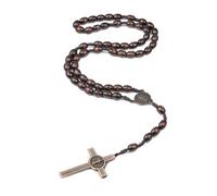 GMBYLBY Collar de rosarios de madera católica con cuentas, ropa casual, accesorio para ocasiones de moda y religiosas, collar de estilo bohemio, One Size