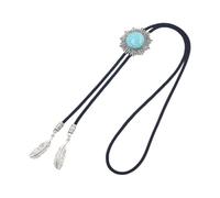 GMBYLBY Corbata de metal para hombre, diseño de turquesa y piedra, ajustable, con cuerda trenzada, Medium, Metal, No es una piedra preciosa