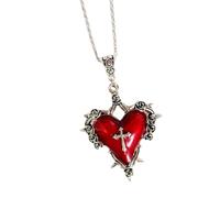 GMBYLBY De corazón rojo con espina, cadena de clavícula de aleación ajustable para estilos únicos y amantes del misterio, colgante de corazón rojo
