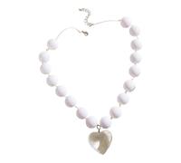 GMBYLBY Elegante collar de corazón grande con cuentas que simboliza el amor eterno y la sofisticación para mujeres a la moda, Medium, Vidrio, No es una piedra preciosa
