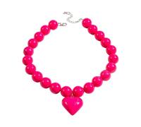 GMBYLBY Elegante collar de corazón grande con cuentas que simboliza el amor eterno y la sofisticación para mujeres a la moda, Medium, Vidrio, No es una piedra preciosa