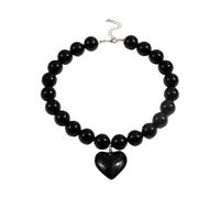 GMBYLBY Elegante collar de corazón grande con cuentas que simboliza el amor eterno y la sofisticación para mujeres a la moda, Medium, Vidrio, No es una piedra preciosa
