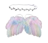 GMBYLBY Fuzzy Pluma Angel Wings Diadema Set para Bebé Cosplay Chicas Fotografía de Disfraces Blanco Ángel Plumas Alas Traje Accesorios Alas Diadema