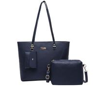 GMBYLBY Juego de 3 bolsos de mano de gran capacidad para mujer, bolsos cruzados y de hombro, de piel sintética, bolso de trabajo, Azul Bl, Medium