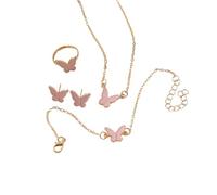 GMBYLBY Juego de collar y aretes con colgante de mariposa para mujeres modernas que buscan mejorar sus atuendos, Medium, Metal, No es una piedra preciosa