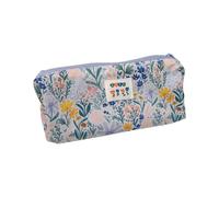GMBYLBY Neceser de maquillaje floral de gran capacidad, neceser de papelería, estuche para lápices, bolsa de maquillaje de viaje, Azul y verde