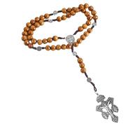 GMBYLBY Perdón Crucifijo Rosario Madera Cuentas Cadena Collar Joyería Espiritual Regalo Religioso Cristiano para Joyería Espiritual Devocional Católica