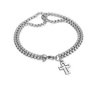 GMBYLBY Pulsera con cruces de acero minimalista para hombre, joyas resistentes al empañamiento, accesorio de ajuste cómodo, pulsera con diseños de cruces Hip-Hop