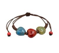 GMBYLBY Pulsera de perlas de cerámica hecha a mano con elegante pulsera tejida con banda tejida, piezas de moda versátiles para todas las edades Joyas hechas a mano, talla única, como se describe