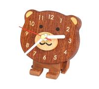 GMBYLBY Reloj de escritorio, estante de madera clásico, movimiento silencioso, bonita decoración de habitación infantil, figuras de animales, mesa en miniatura opcional