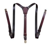 GMBYLBY Tirantes de piel sintética para hombre, cierre de gancho resistente, longitud ajustable, cinturón para pantalones, ropa de fiesta, correas de tirantes con clip, Marrón M 26, Taille unique