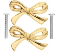 GMBYLBY Upgrades - Tiradores de metal elegantes con lazos dorados, tiradores decorativos para armarios, cajones de cocina, armarios de hogar, pomos de metal