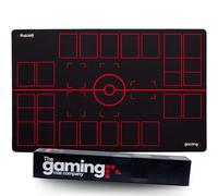 GMC Deluxe 2 Player Black & Red Gaming Mat Compatible para Pokemon Trading Card Game Stadium Board Playmat for Compatible Pokemon Trainers - Waterproof Card Gaming Mat