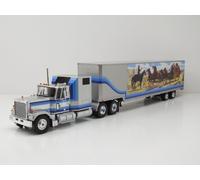 1980 Camión Articulado GMC General Koffer-SZ Blanco/Azul Decorado 1:43 IXO Model