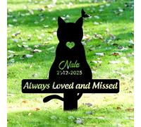 GMDLSK Estaca Conmemorativa Personalizable para Perros y Gatos - Marcador de Tumba en Metal Negro con Grabado Floral - para Jardín y Cementerio - Regalo conmemorativo para Recordar a tu Mascota