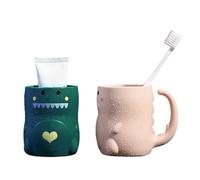 GmeDhc 2 Piezas Vaso para Cepillos de Dientes, Duradero Porta Cepillo de Dientes, Portátil Vasos de Plástico, Linda Forma de Dinosaurio, para Niños Chico et Chica