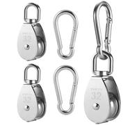 GmeDhc 32MM Polea Carrucola, 2 Piezas Poleas Acero Inoxidable con 2 Piezas Mosquetón - Carga 250kg, para Cuerdas Uso Interior y Exterior