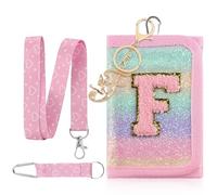 GmeDhc Bolso de pecho para niños, monedero para niñas, letras rosas, letras A-Z, triple pliegue con llavero, cartera para colgar, bolsa escolar, relleno de regalo para niñas, F, 12*8*2.5CM, Moderno