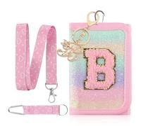GmeDhc Bolso de pecho para niños, monedero para niñas, letras rosas, letras A-Z, triple pliegue con llavero, cartera para colgar, bolsa escolar, relleno de regalo para niñas, b, 12*8*2.5CM, Moderno