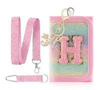 GmeDhc Bolso de pecho para niños, monedero para niñas, letras rosas, letras A-Z, triple pliegue con llavero, cartera para colgar, bolsa escolar, relleno de regalo para niñas, H, 12*8*2.5CM, Moderno