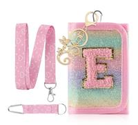 GmeDhc Bolso de pecho para niños, monedero para niñas, letras rosas, letras A-Z, triple pliegue con llavero, cartera para colgar, bolsa escolar, relleno de regalo para niñas, E, 12*8*2.5CM, Moderno