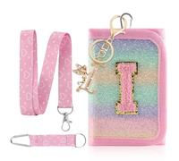 GmeDhc Bolso de pecho para niños, monedero para niñas, letras rosas, letras A-Z, triple pliegue con llavero, cartera para colgar, bolsa escolar, relleno de regalo para niñas, I, 12*8*2.5CM, Moderno