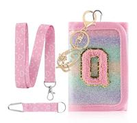 GmeDhc Bolso de pecho para niños, monedero para niñas, letras rosas, letras A-Z, triple pliegue con llavero, cartera para colgar, bolsa escolar, relleno de regalo para niñas, Q, 12*8*2.5CM, moderno