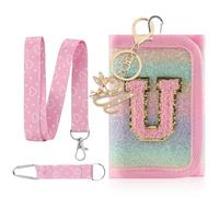 GmeDhc Bolso de pecho para niños, monedero para niñas, letras rosas, letras A-Z, triple pliegue con llavero, cartera para colgar, bolsa escolar, relleno de regalo para niñas, U, 12*8*2.5CM, Moderno