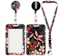 GmeDhc Funda para identificación con cordón y llavero extensible, porta tarjetas con llavero retráctil, para documentos de identidad y carnés de estudiante