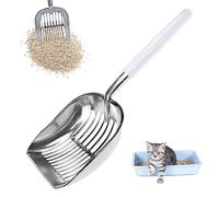 GmeDhc Pala para Arenero de Gatos, Metal Recogedor de Arena para Gatos, Duradero Cuchara de Arena para Gatos, Fuerte Agarre Tamizar Pala para Mascota Gatito Canino