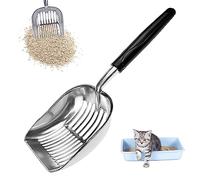 GmeDhc Pala para Arenero de Gatos, Metal Recogedor de Arena para Gatos, Duradero Cuchara de Arena para Gatos, Fuerte Agarre Tamizar Pala para Mascota Gatito Canino