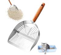 GmeDhc Pala para Gatos con Mango de Madera, Recogedor de Arena para Gatos, Cuchara de Arena para Gatos, Metal Fuerte Cuchara para Animales para Mascotas Agarre Duradero Gatito Canino Pala