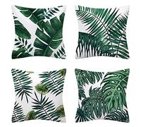 Gmeignl Juego de 4 Fundas Cojines Impermeable,Cojines Exterior Hojas Verdes Fundas de Cojines Fundas de Almohada 60x60 Sofa Decorativas Fundas De Cojín Fundas para Cojines Lino Funda de Cojín