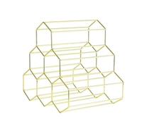 GMGQJST Botellero Vino Botellero de Metal Moderno con Forma de Panal, Hexagonal, for 5 Botellas, Ideal for decoración de Bar en casa, Almacenamiento de Mesa(Gold)