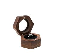 GMGQJST Caja Anillo Caja De Almacenamiento De Joyería De Madera De Nogal Negro, Caja De Anillo De Madera De Estilo Chino Creativo con Personalidad, Caja De Anillo En Forma De Corazón(RB514-C3)