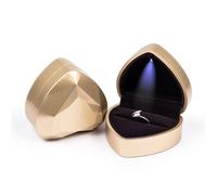 GMGQJST Caja Anillo Caja de Anillo de joyería, Collar de Goma de Terciopelo de Lujo, Colgante, Regalos, Pantalla con luz for propuesta, Caja de Compromiso y Boda, 1 Uds.(B-Gold)