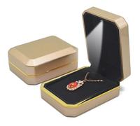 GMGQJST Caja Anillo Caja de Anillo de joyería, Collar de Goma de Terciopelo de Lujo, Colgante, Regalos, Pantalla con luz for propuesta, Caja de Compromiso y Boda, 1 Uds.(Gold-90X70X35mm)