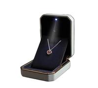 GMGQJST Caja Anillo Caja de Anillo de joyería, Collar de Goma de Terciopelo de Lujo, Colgante, Regalos, Pantalla con luz for propuesta, Caja de Compromiso y Boda, 1 Uds.(White-90X70X35mm)