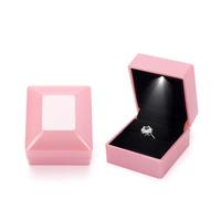 GMGQJST Caja Anillo Caja de Anillo de joyería, Collar de Goma de Terciopelo de Lujo, Colgante, Regalos, Pantalla con luz for propuesta, Caja de Compromiso y Boda, 1 Uds.(C-Pink)